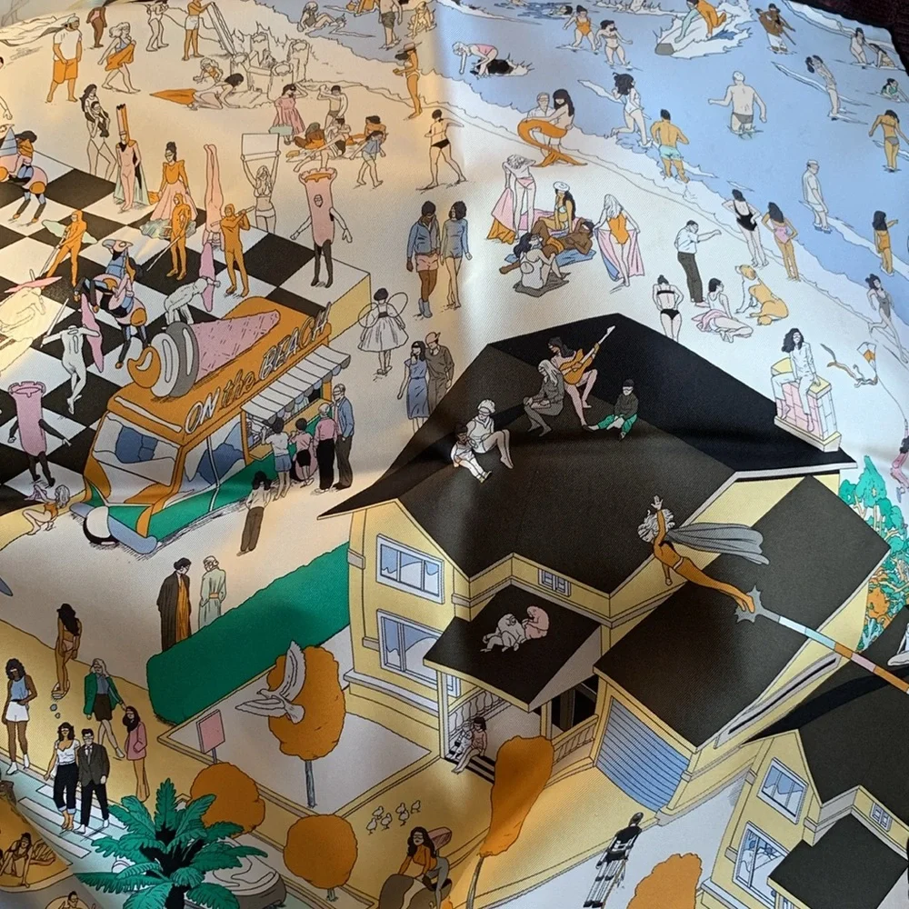 🏝️⛱️ New Authentic Hermes Silk Scarf on The Beach scarf 90 with Box